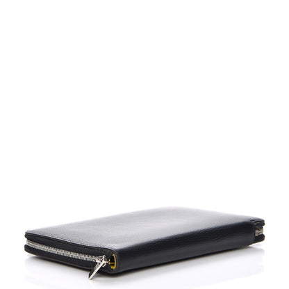 Celine Drummed Calfskin Zip Around Organizer Wallet Black Citron 4 of 12