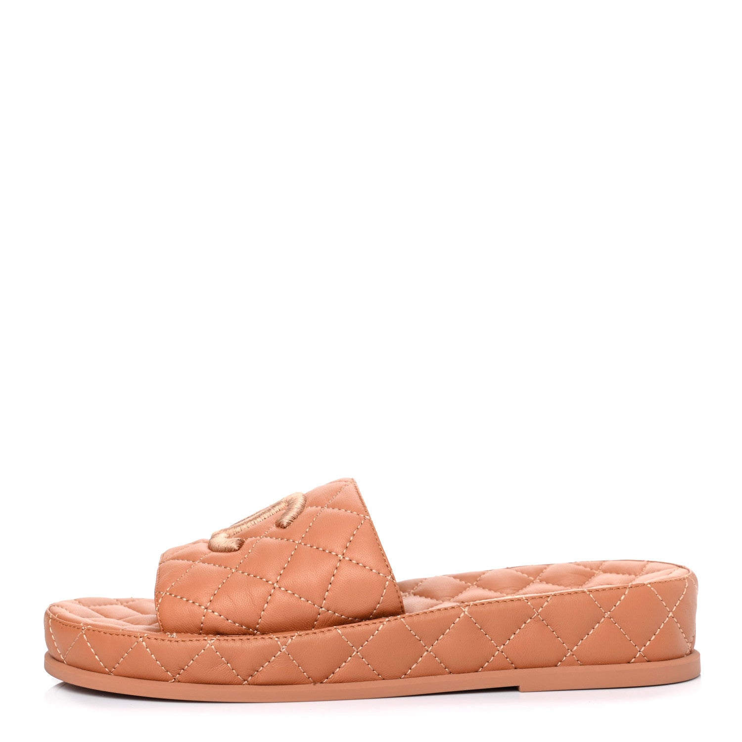 Chanel Lambskin Quilted CC Mules Sandals 39 Brown 1 of 15