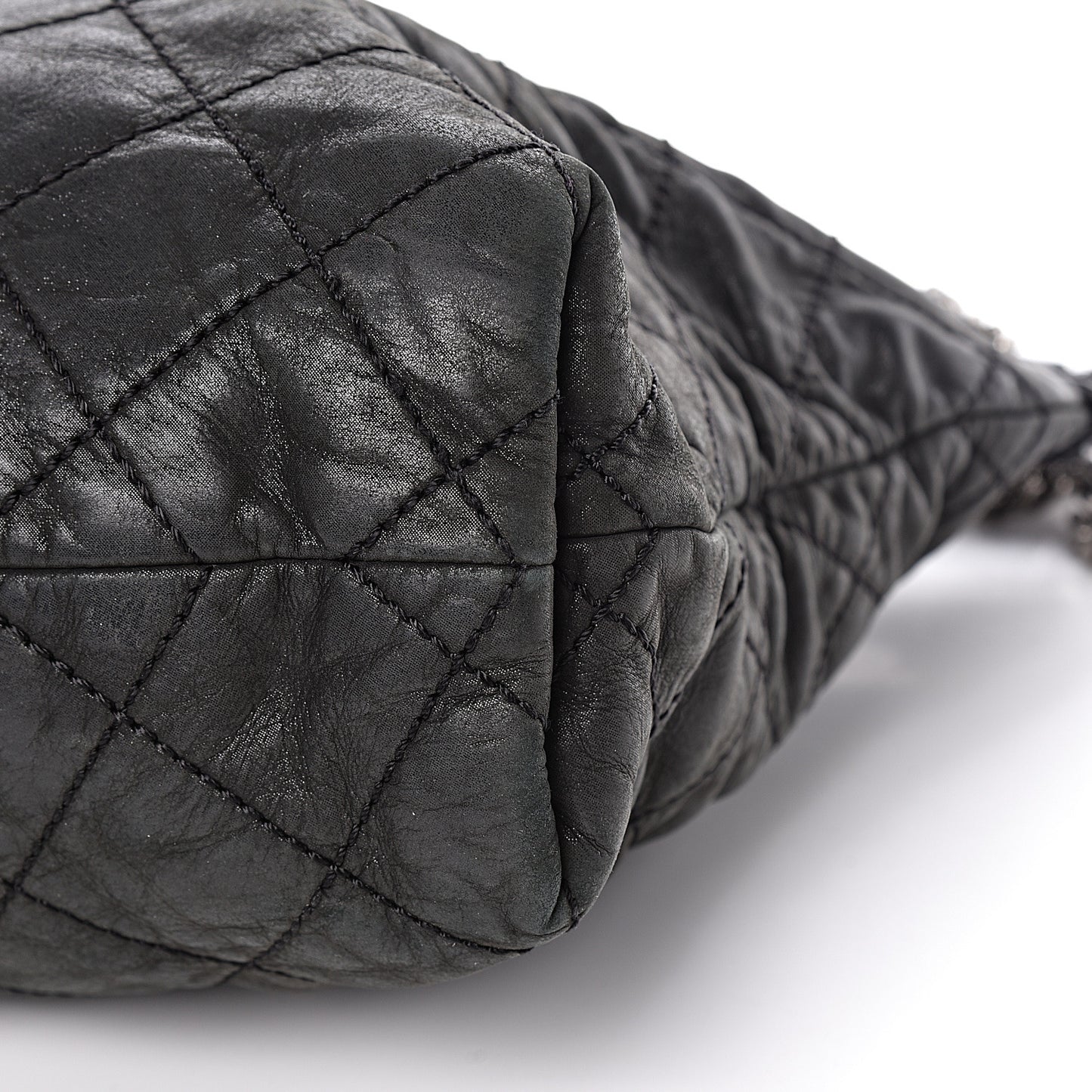 Iridescent Calfskin Coco Daily Hobo Black