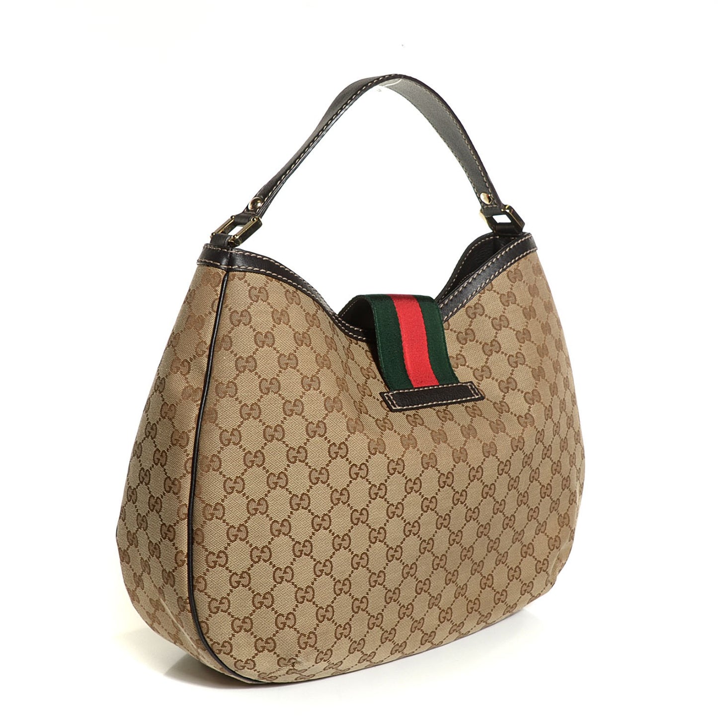 Monogram Large New Ladies Web Hobo Dark Brown