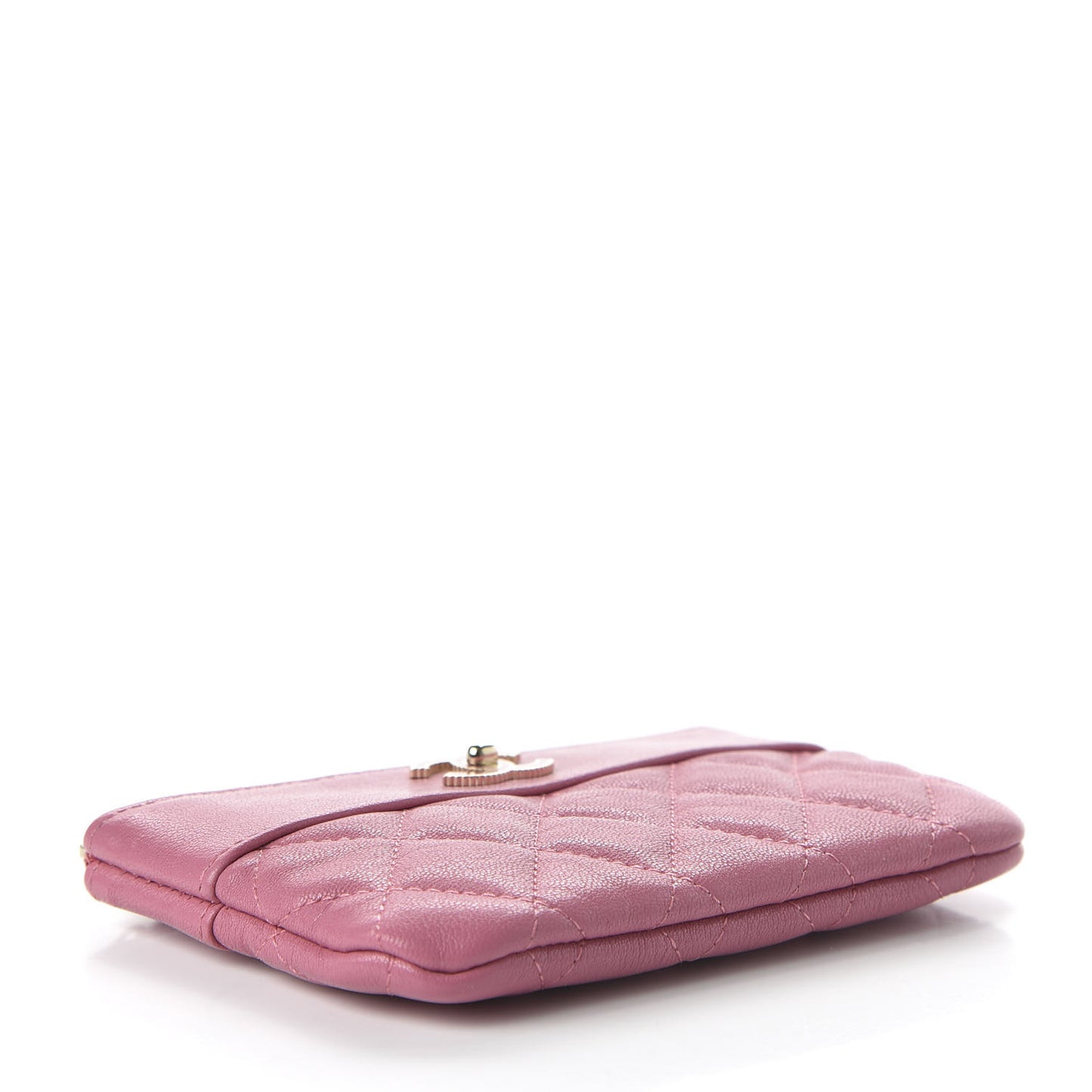 Sheepskin Quilted Small Vintage Mademoiselle Cosmetic Case Dark Pink