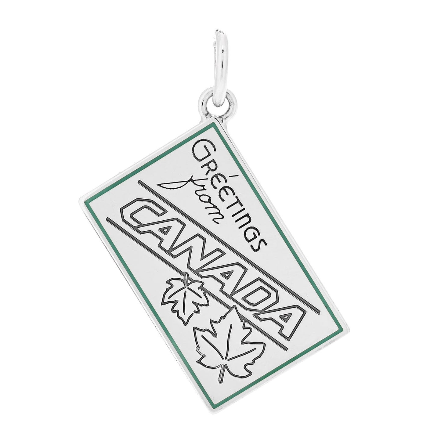 Sterling Silver Enamel Canada Postcard Charm Blue
