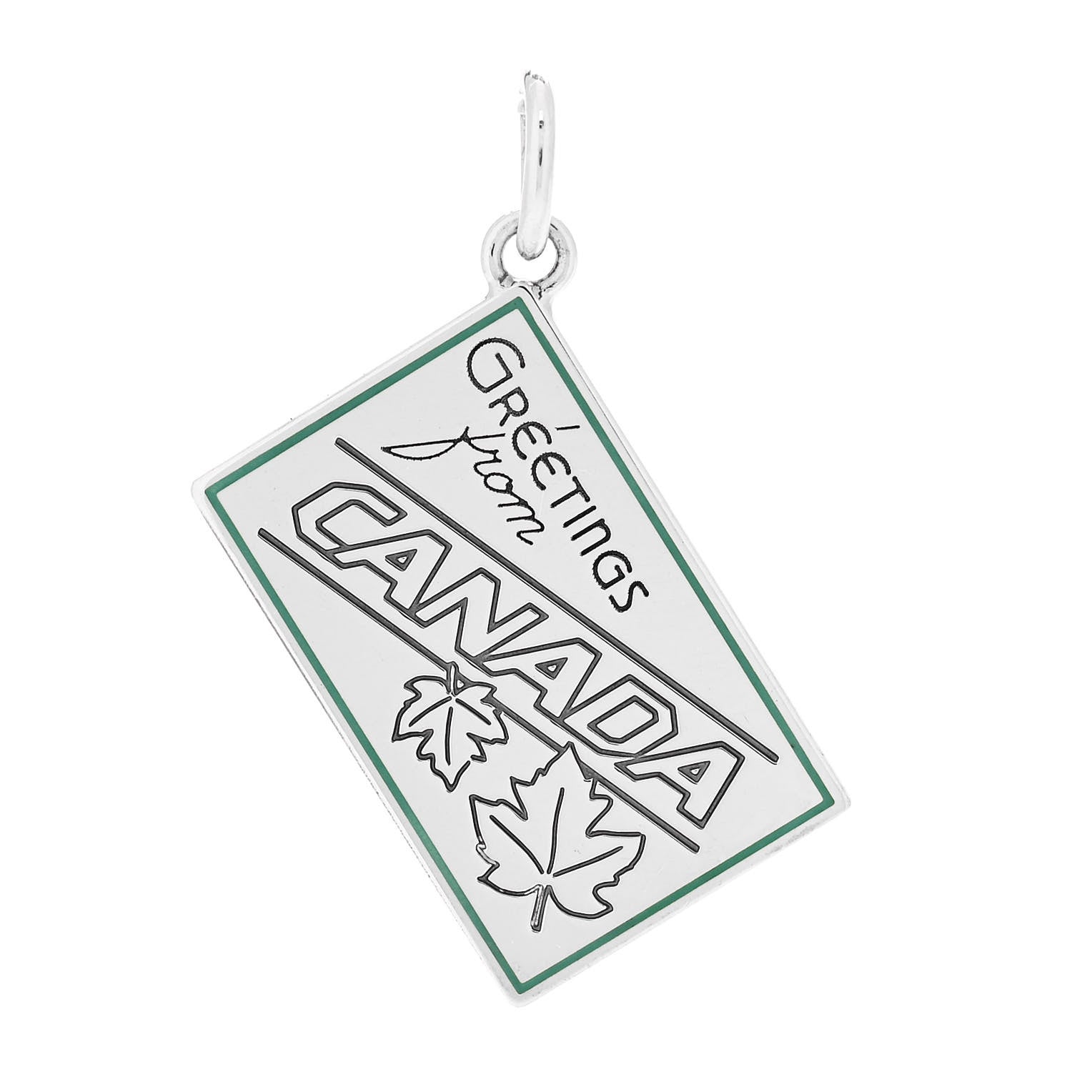 Tiffany Sterling Silver Enamel Canada Postcard Charm Blue 1 of 4