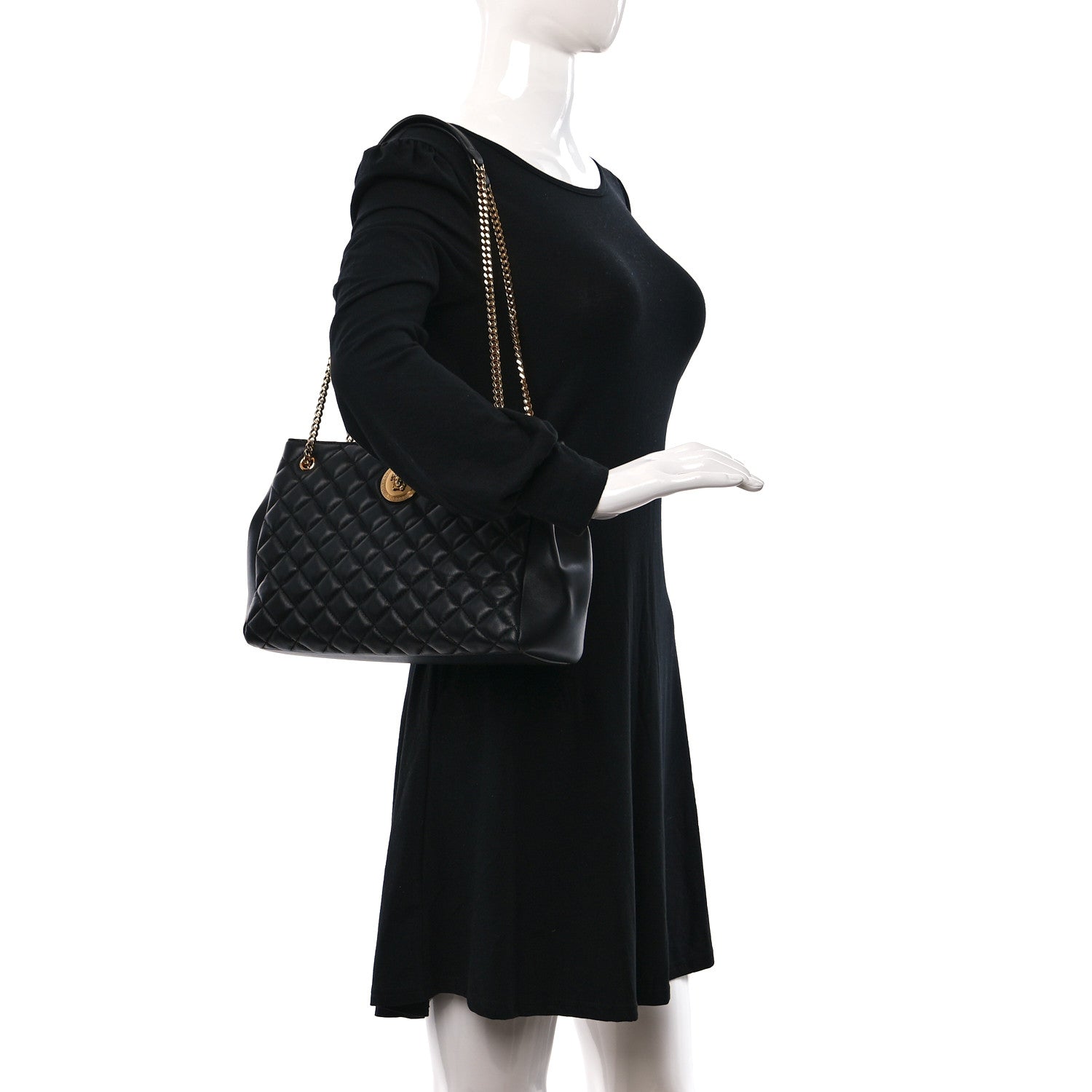 Versace Nappa Quilted Medusa Chain Shoulder Bag Black 2 of 9