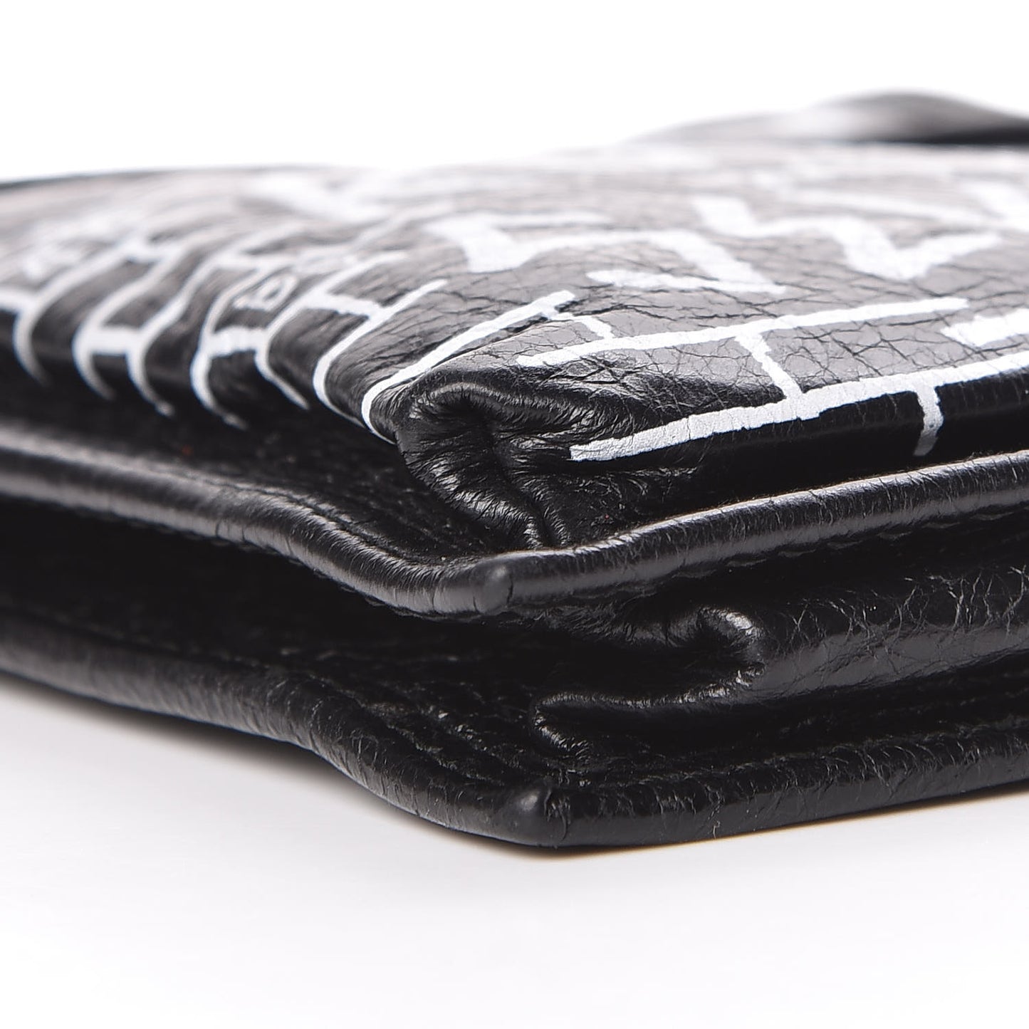 Agneau Graffiti All Over Small Explorer Pouch with Strap Black White