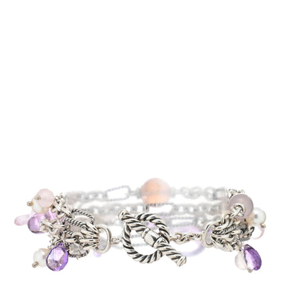 David Yurman Sterling Silver Pearl Amethyst Rose Quartz Bijoux Multi Strand Bracelet 2 of 3