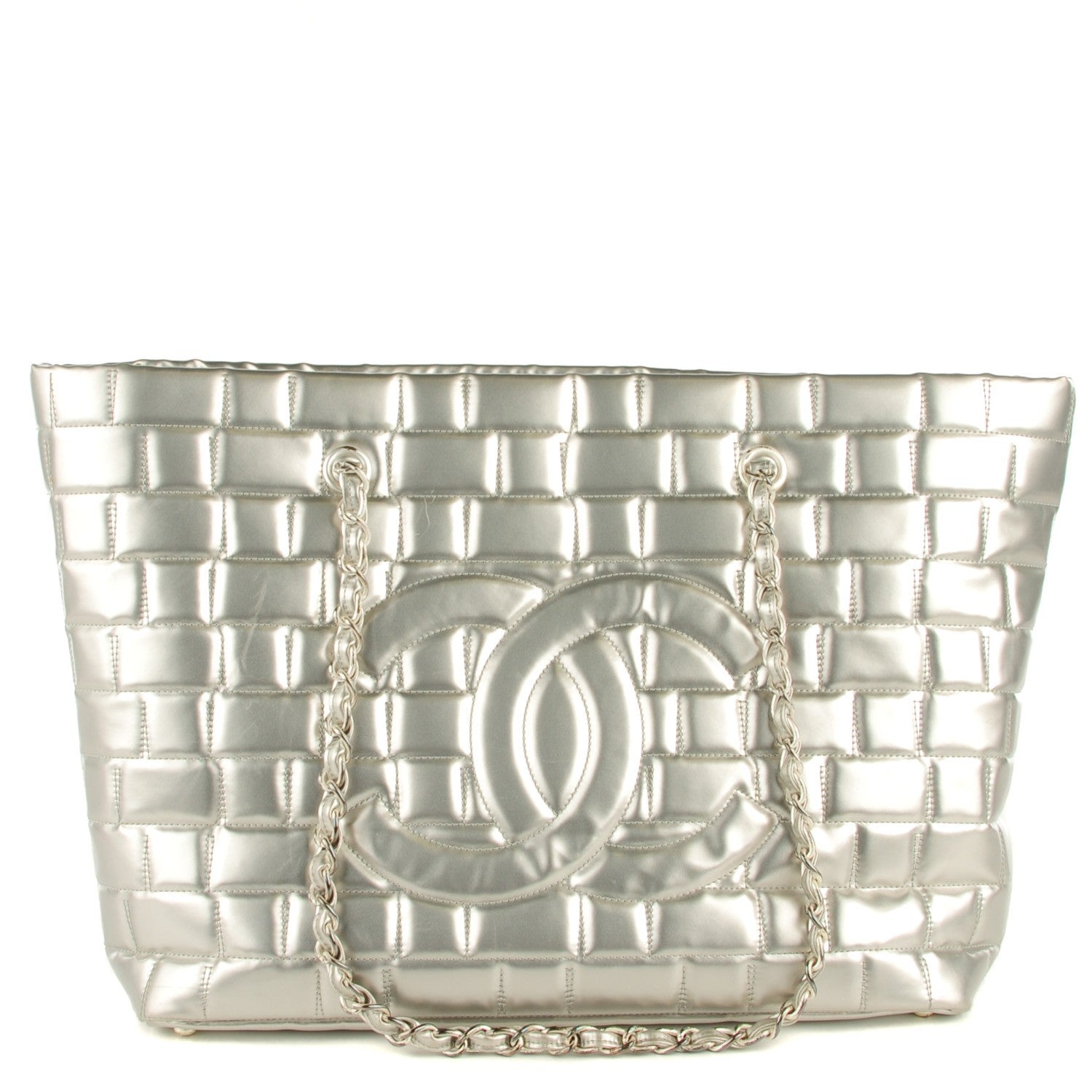 Chanel Vinyl Quilted Large Frozen Tote Silver 1 of 8