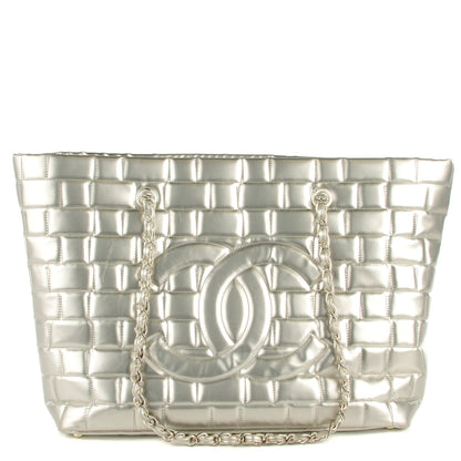 Chanel Vinyl Quilted Large Frozen Tote Silver 1 of 8