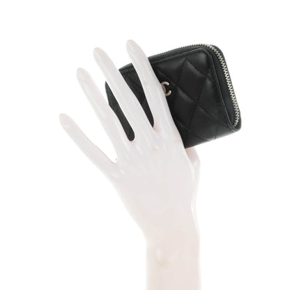 Chanel Lambskin Quilted Zip Coin Purse Black 2 of 7