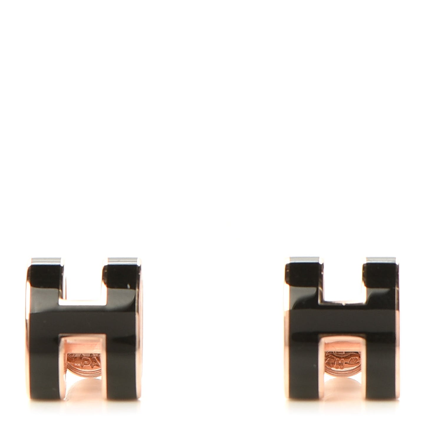 Rose Gold Lacquered Pop H Earrings Black