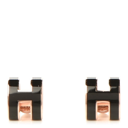 Hermes Rose Gold Lacquered Pop H Earrings Black 1 of 5