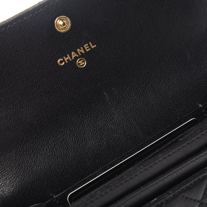 Chanel Goatskin Quilted Medium 19 Flap Wallet Black 9 of 10