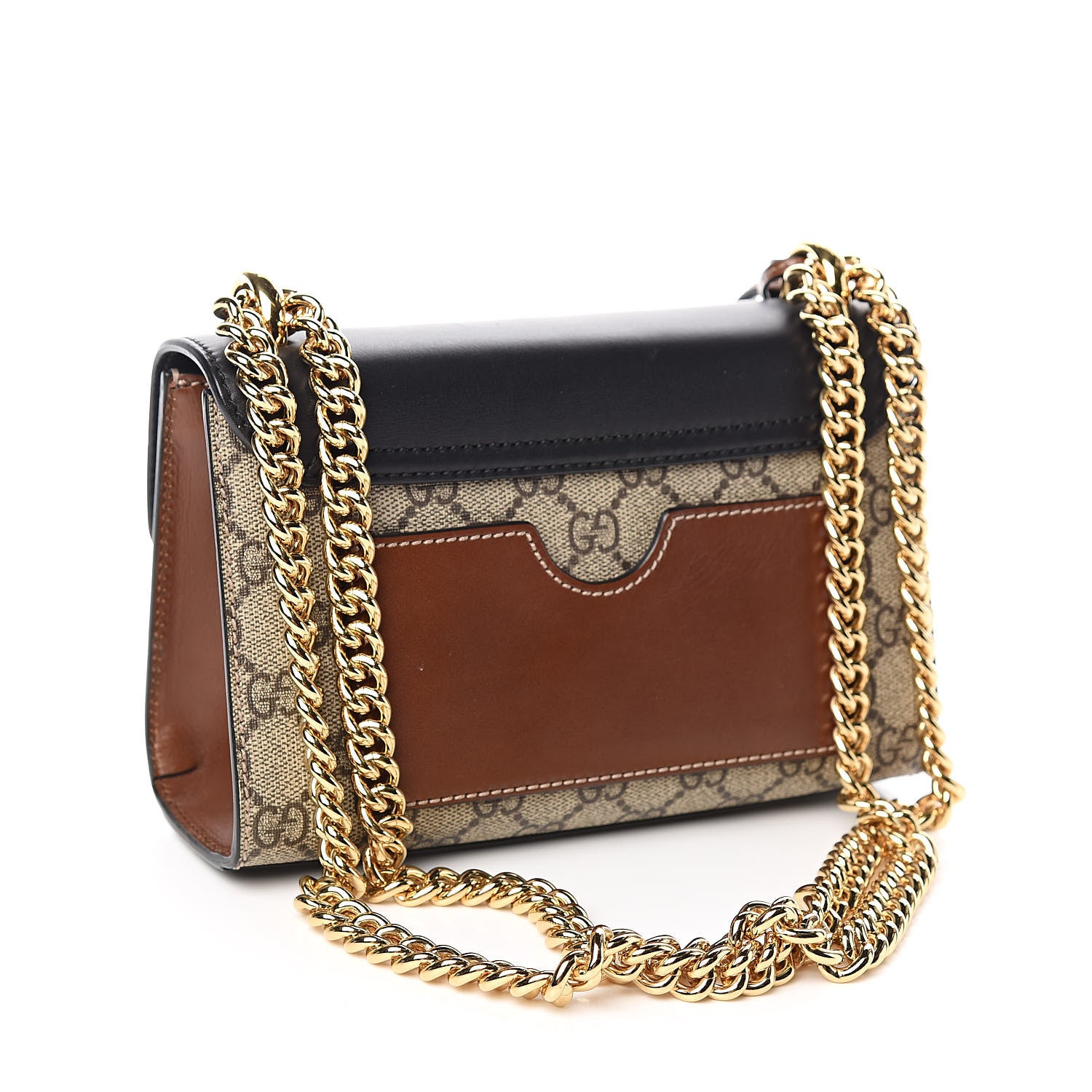 Gucci GG Supreme Monogram Calfskin Small Padlock Shoulder Bag Beige Black Cuir 3 of 10