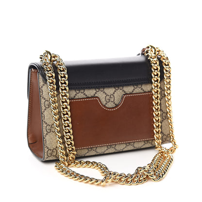 Gucci GG Supreme Monogram Calfskin Small Padlock Shoulder Bag Beige Black Cuir 3 of 10