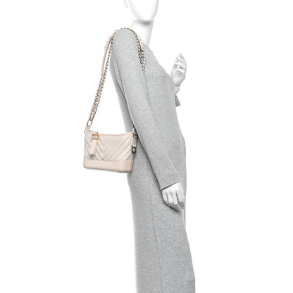 Chanel Aged Calfskin Chevron Quilted Small Gabrielle Hobo Ivory 2 of 12