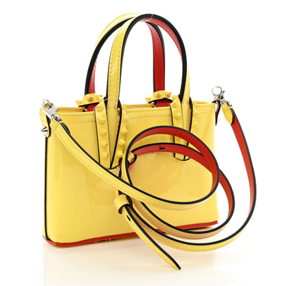 Christian Louboutin Patent Calfskin Spikes Mini East West Cabata Tote Yellow 3 of 11