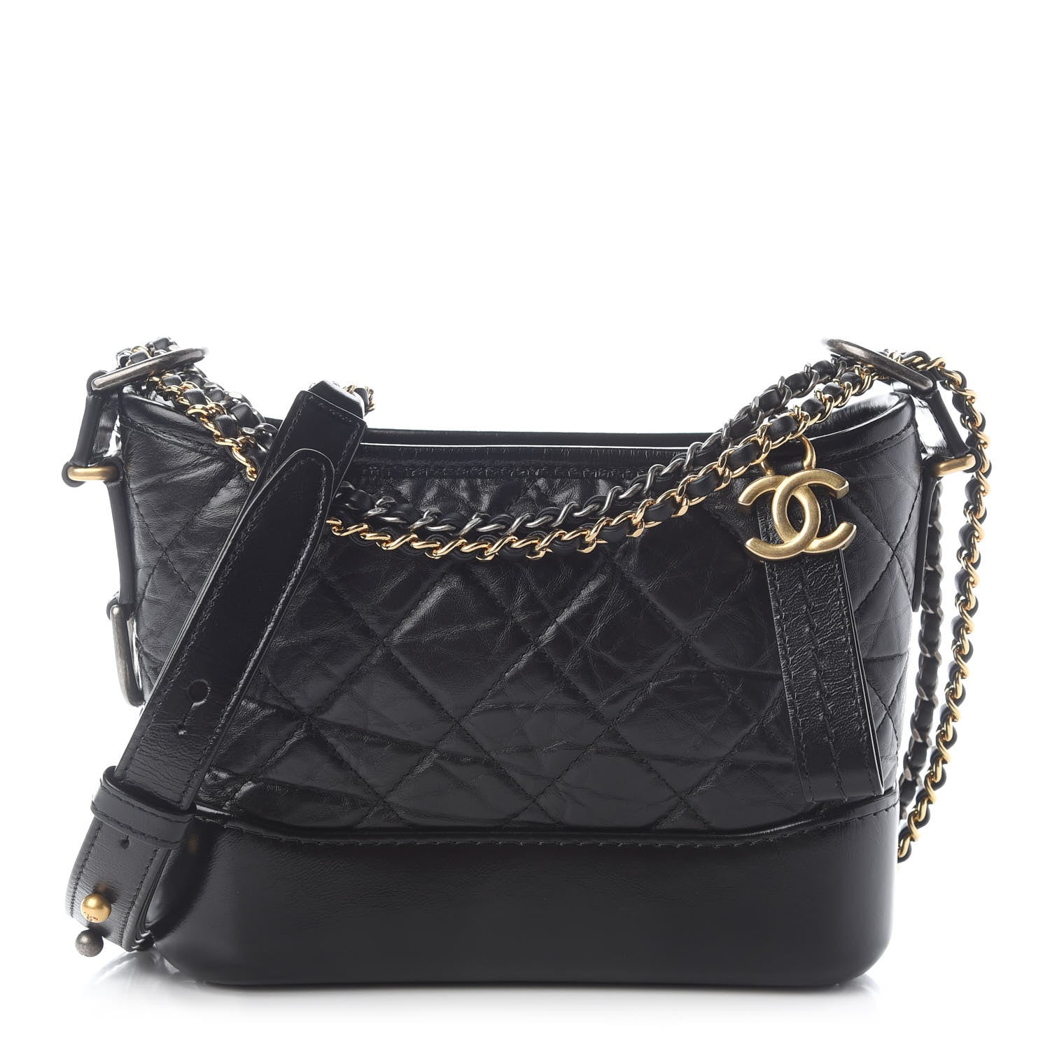 Chanel Aged Calfskin Quilted Small Gabrielle Hobo Black 1 of 9