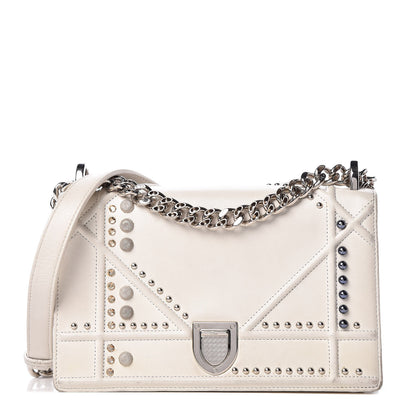 Christian Dior Lambskin Crystal Studded Small Diorama Flap Bag Off White 1 of 21