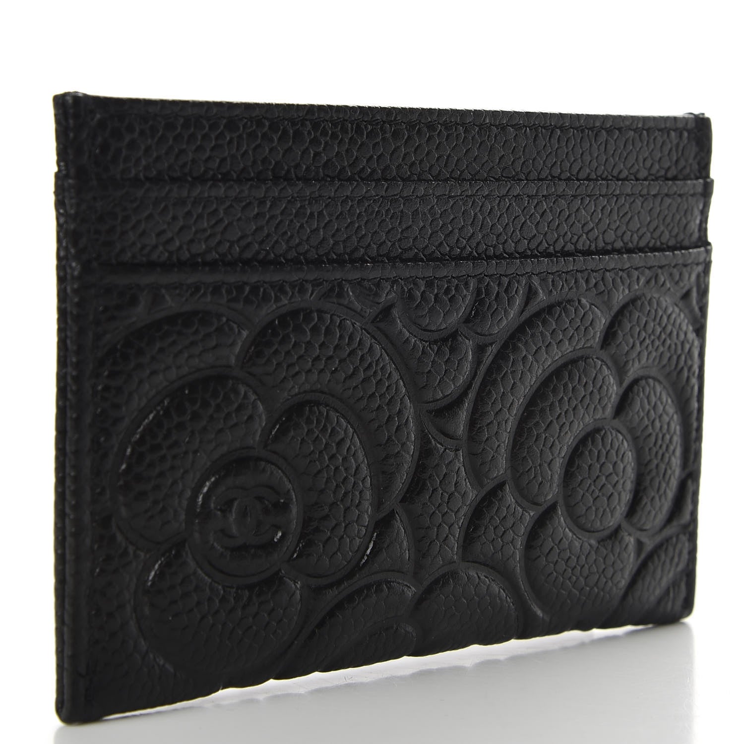 Chanel Caviar Camellia Embossed Card Holder Black 3 of 9