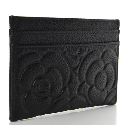 Chanel Caviar Camellia Embossed Card Holder Black 3 of 9