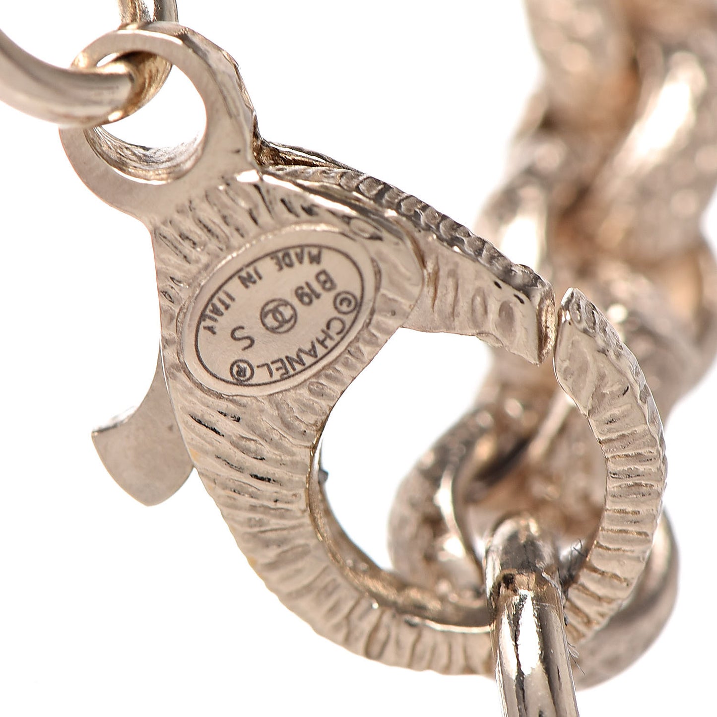 Metal Crystal Cha-Nel Logo Necklace Gold