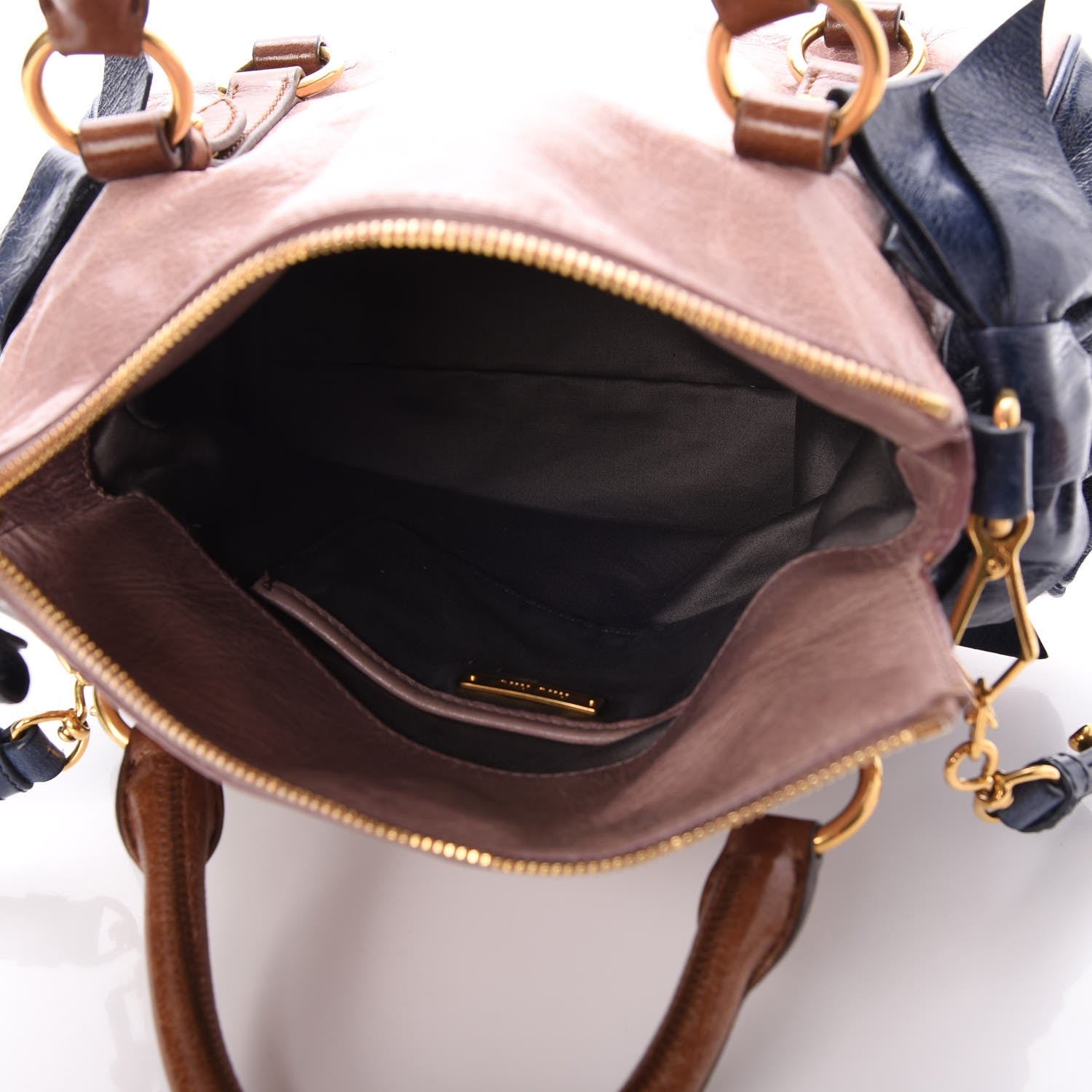 Miu Miu Vitello Lux MIni Bow Bag Pink Blue 264036 – FASHIONPHILE