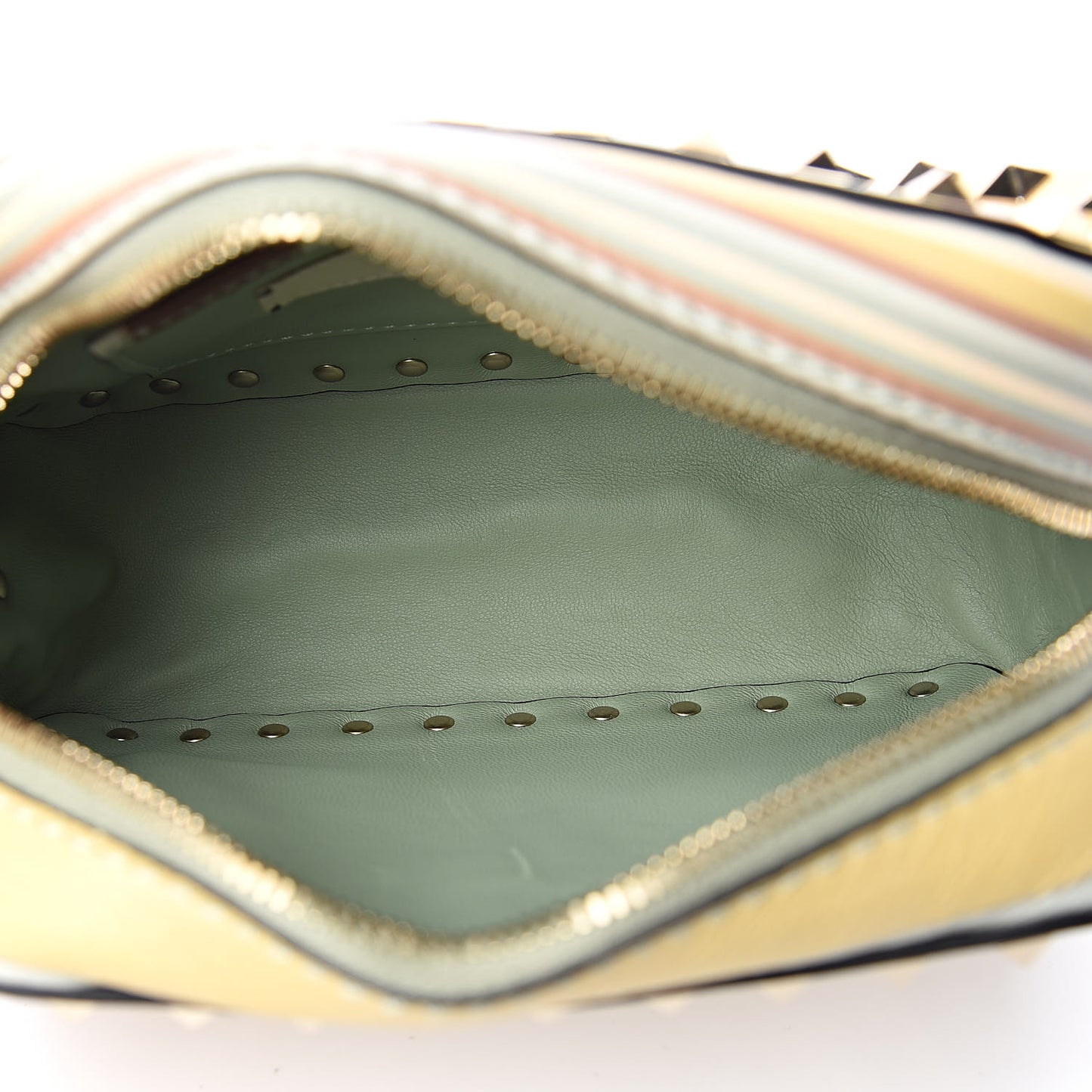 Vitello Native Couture 1975 Rockstud Camera Crossbody Bag Green Multicolor