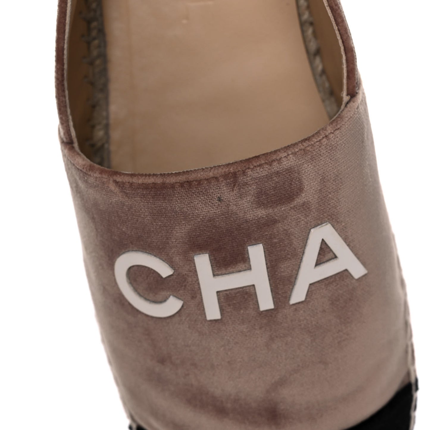 Velvet Logo Espadrilles 40 Beige Black