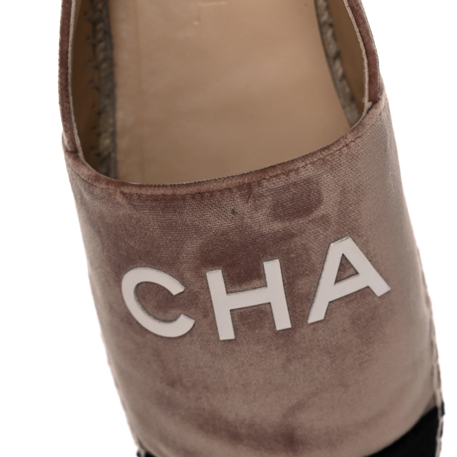 Chanel Velvet Logo Espadrilles 40 Beige Black 12 of 13