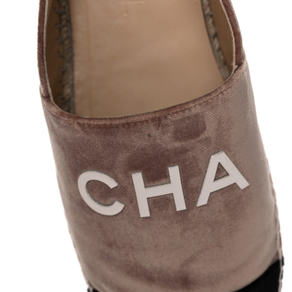 Chanel Velvet Logo Espadrilles 40 Beige Black 12 of 13