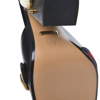 Gucci Malaga Kid Web Pearl Embellished Peyton High Heel Mules 36 Black 9 of 10