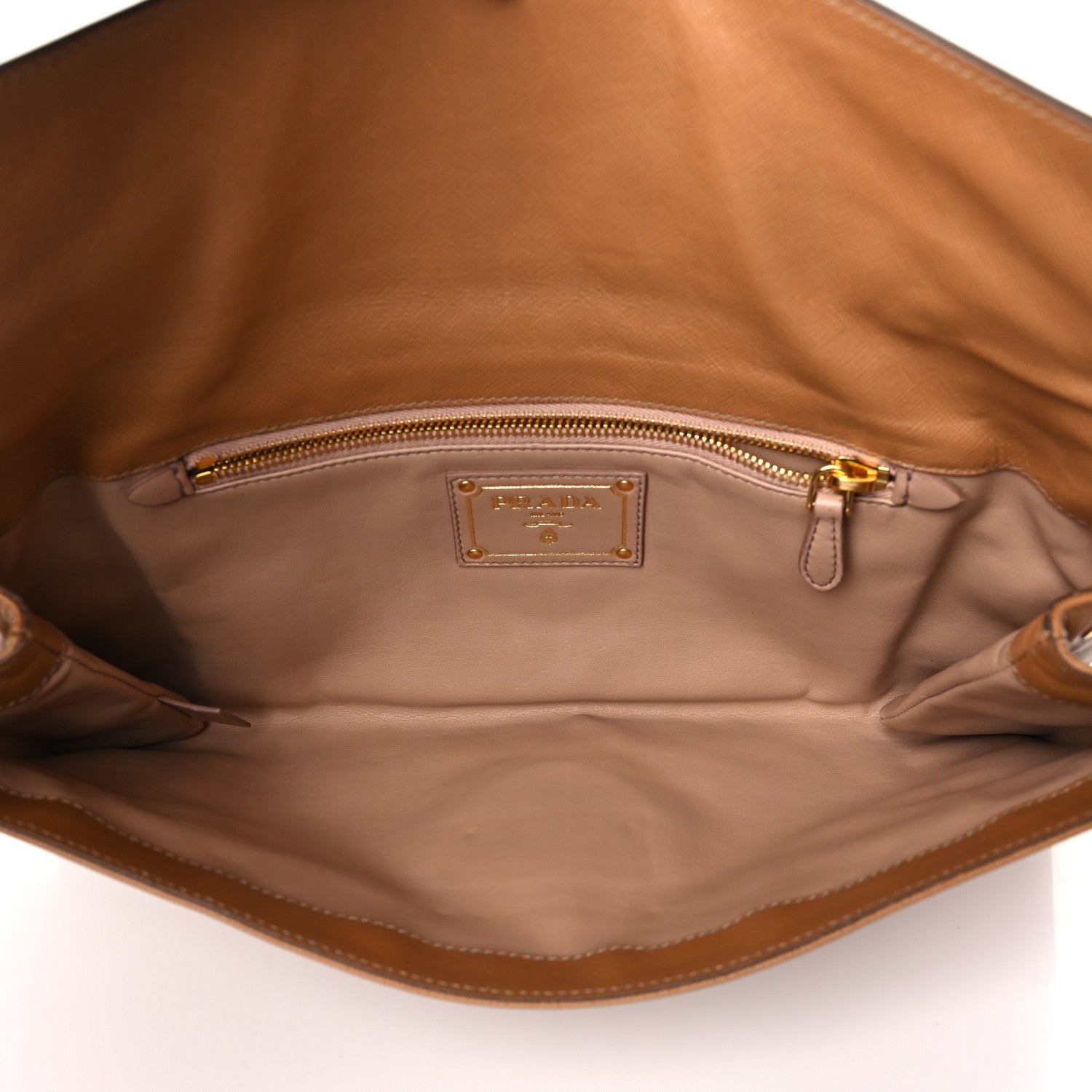 Prada Saffiano Flap Clutch Caramel 5 of 10