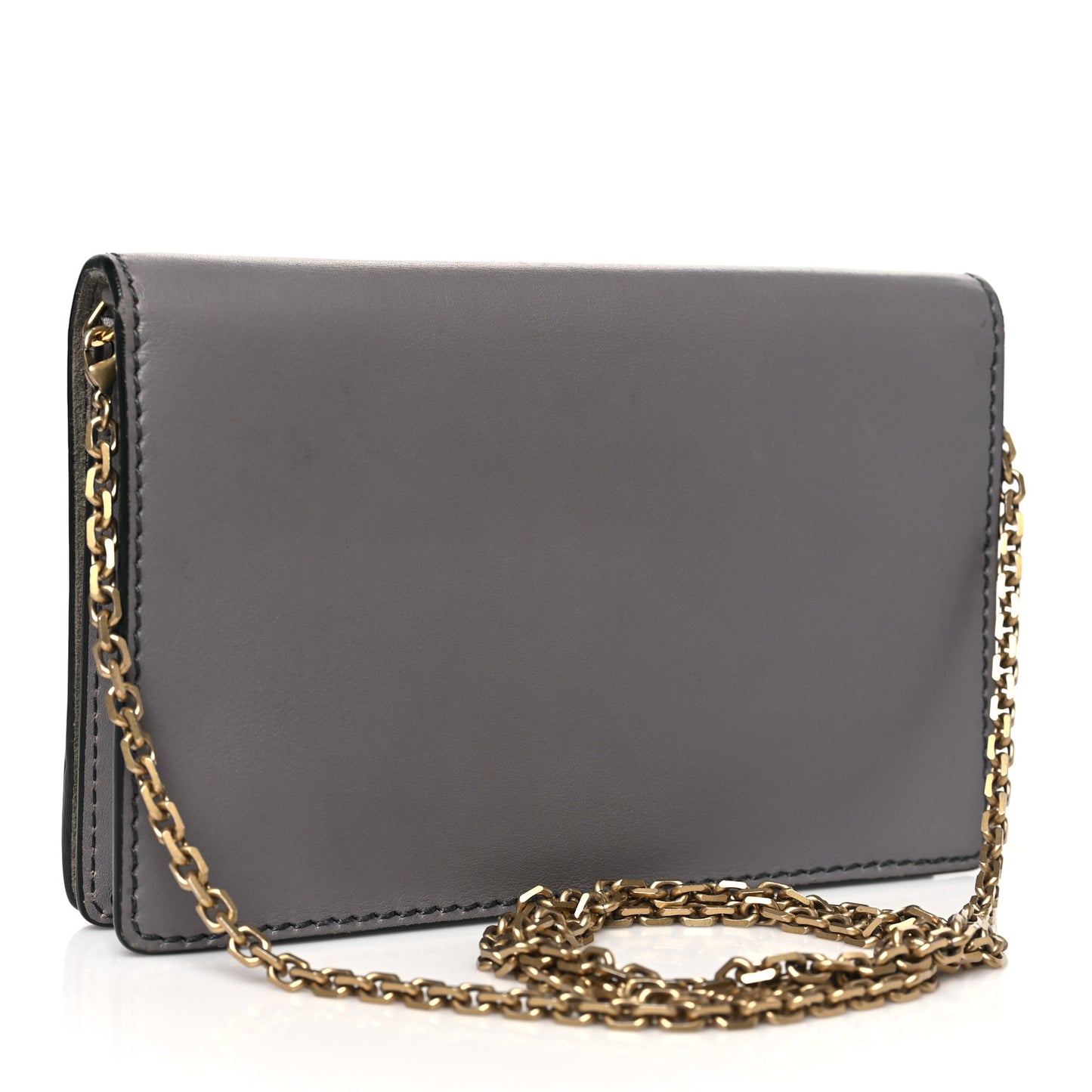 Calfskin J'Adior Wallet on Chain Pouch Grey