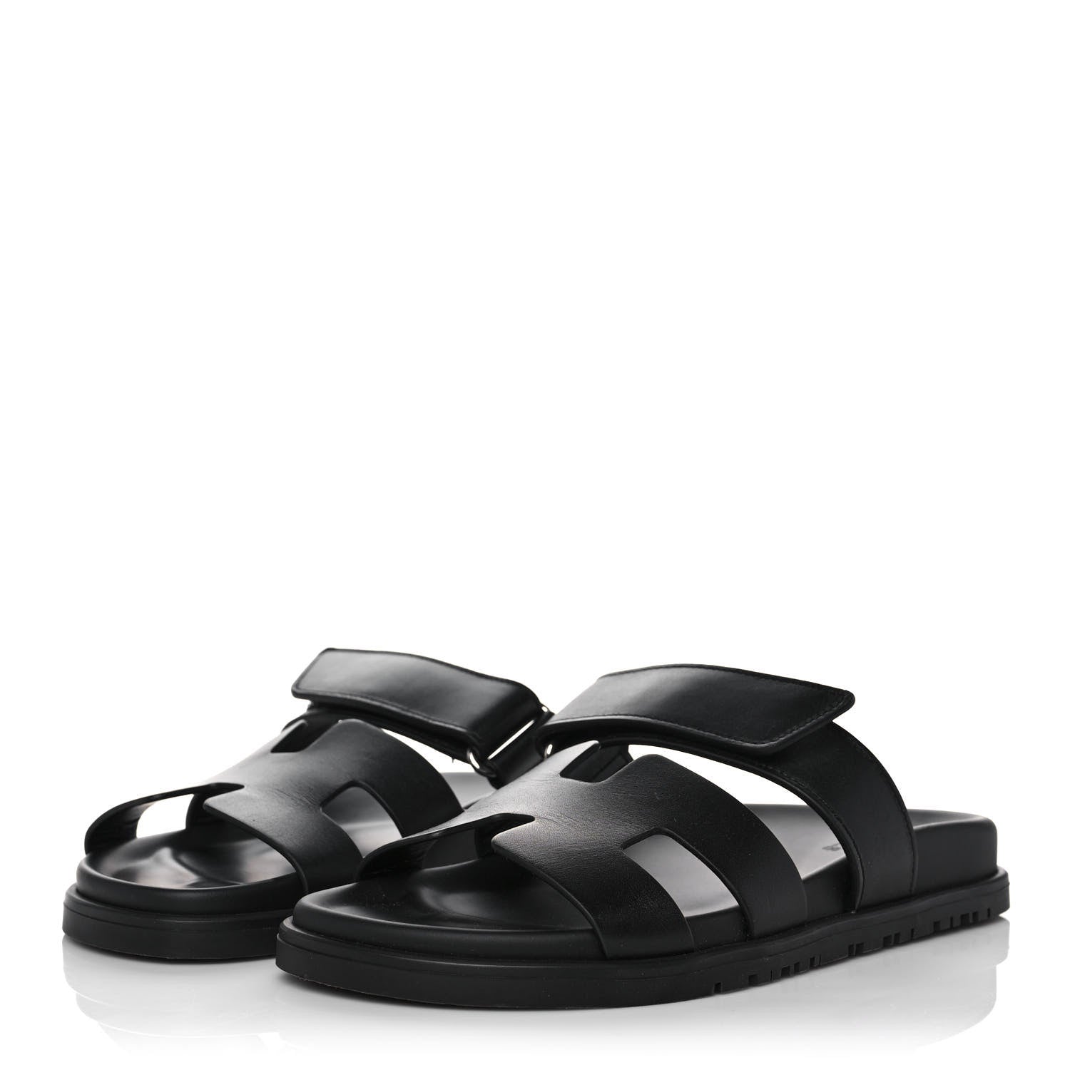 Hermes Calfskin Womens Chypre Sandals 37 Black 3 of 8