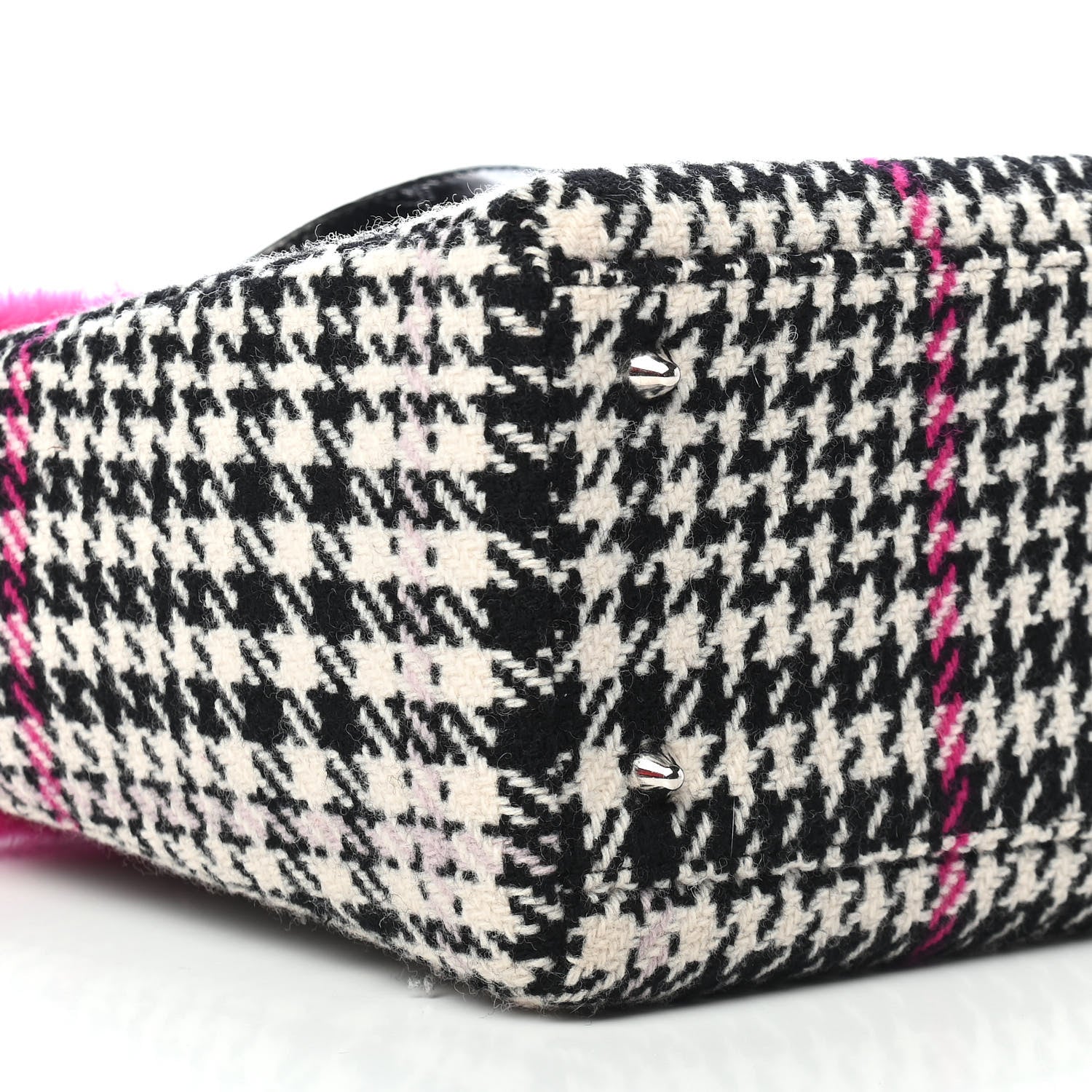 Christian Dior Tweed Crocodile Mink Plaid Medium Lady Dior Black Pink White 8 of 9