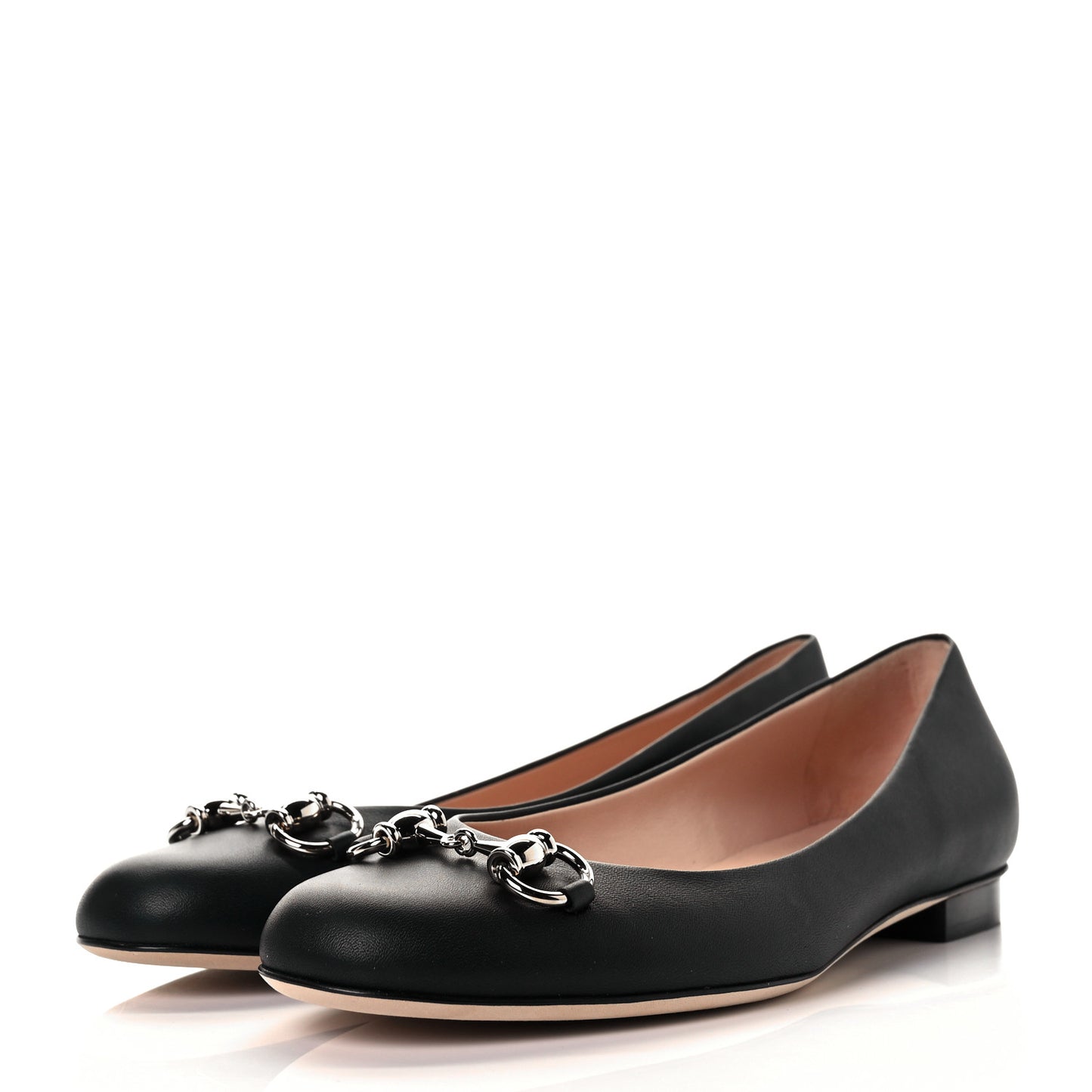 Calfskin Horsebit Ballerina Flats 36.5 Black