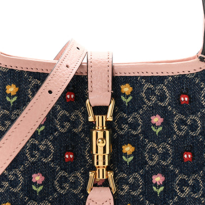 Gucci New Denim GG Monogram Calfskin Love Parade Mini Jackie 1961 Hobo Light Pink 8 of 10