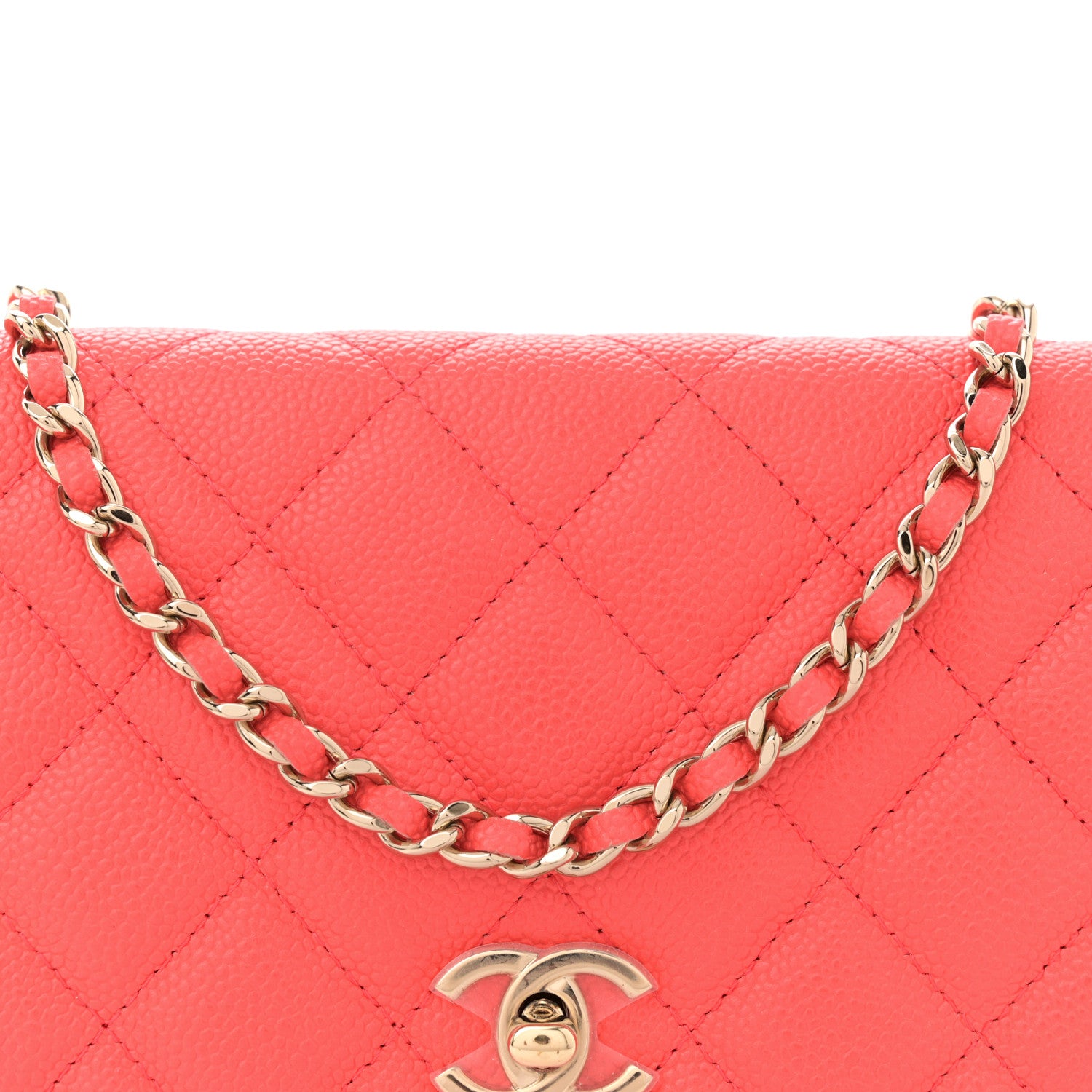 Chanel Caviar Quilted Bow Wallet On Chain WOC Orange 8 of 11