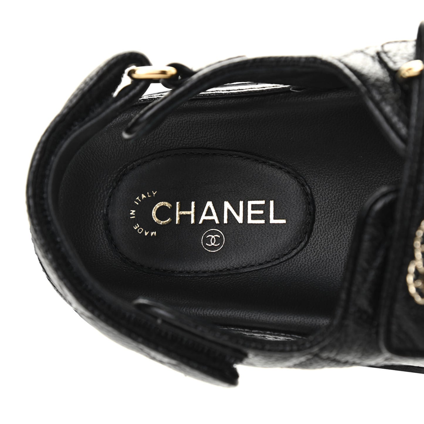 Grained Calfskin Velcro Dad Sandals 37 Black