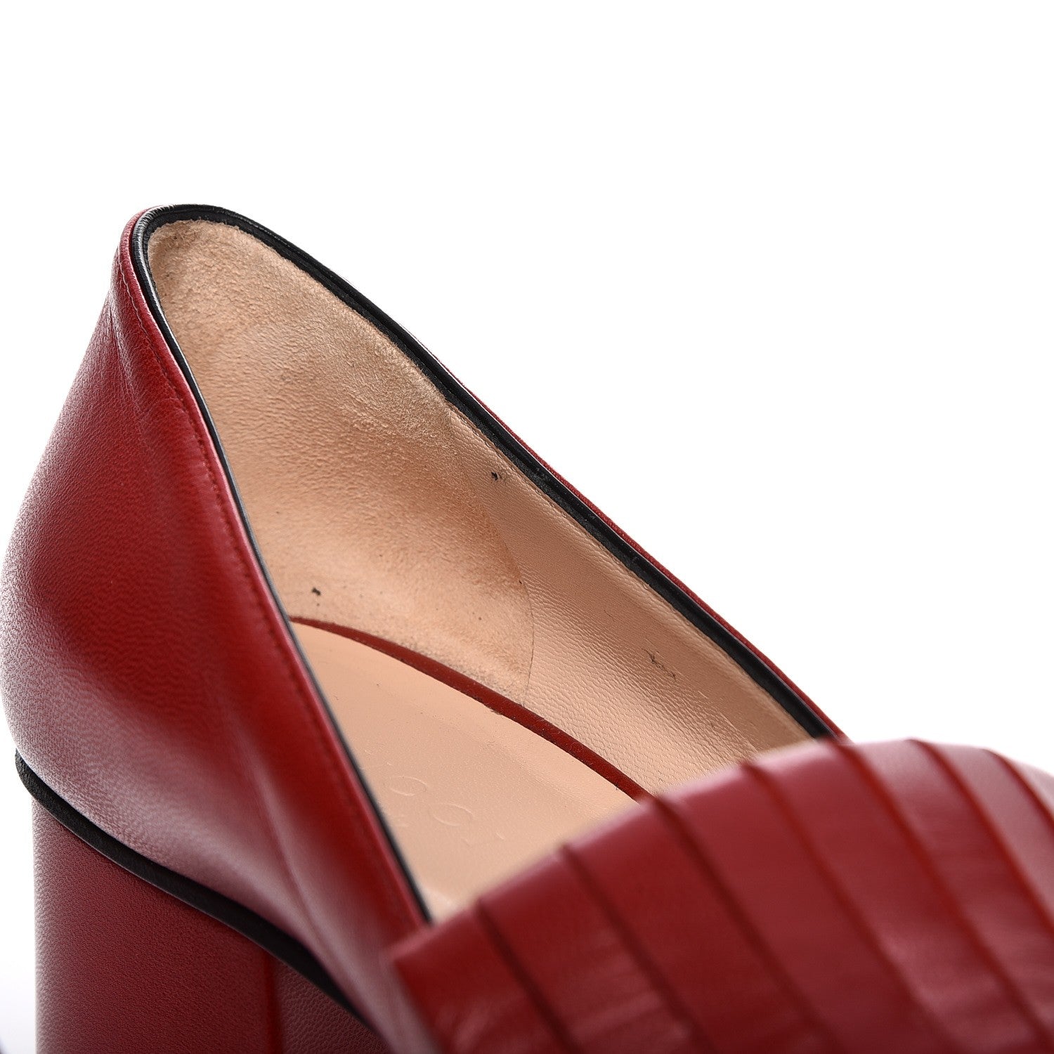 Gucci Malaga Kid GG Marmont Fringe 50mm Loafer Pumps 36.5 Hibiscus Red 8 of 11