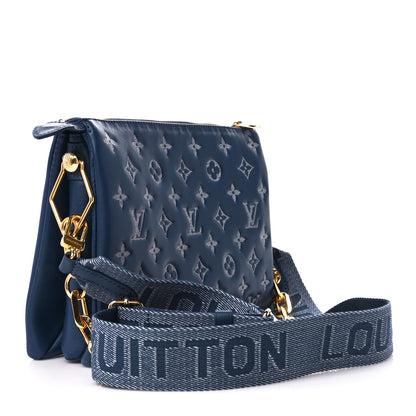 Louis Vuitton Lambskin Embossed Monogram Coussin PM Denim Blue 3 of 9