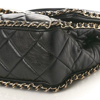 Chanel Crumpled Calfskin Quilted Large Chain All Over Flap Bag Black 10 of 11