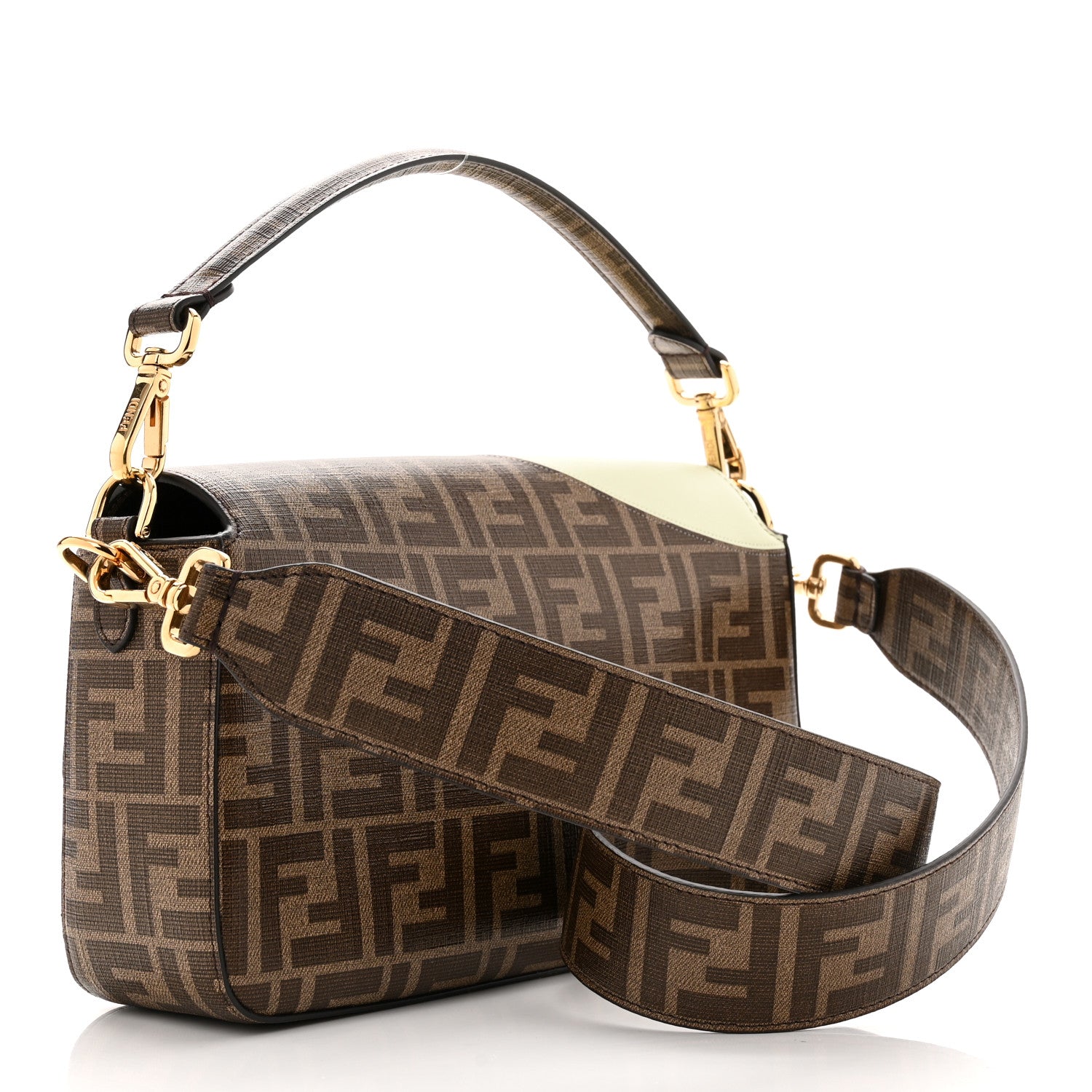 Fendi Glazed Fabric FF 1974 Hairdo Girls Inlay Baguette Mogano Panna Multicolor 3 of 10