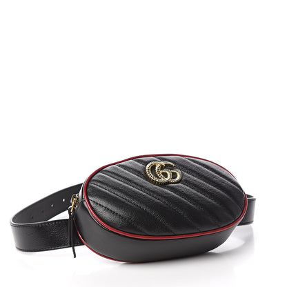 Gucci Calfskin Matelasse GG Marmont Belt Bag 75 30 Black 4 of 11