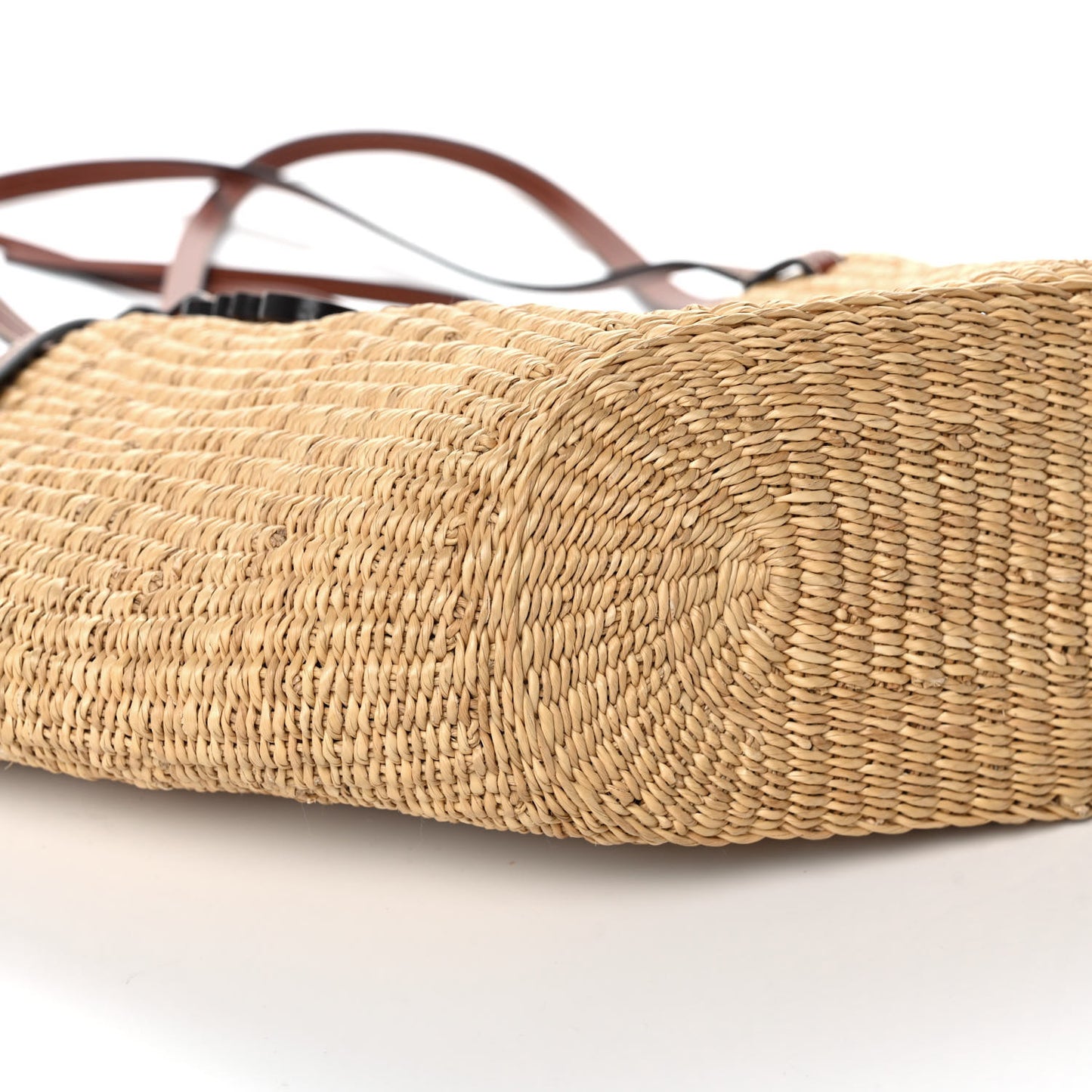 Calfskin Raffia Paulas Ibiza Small Basket Tote Bag Natural Tan