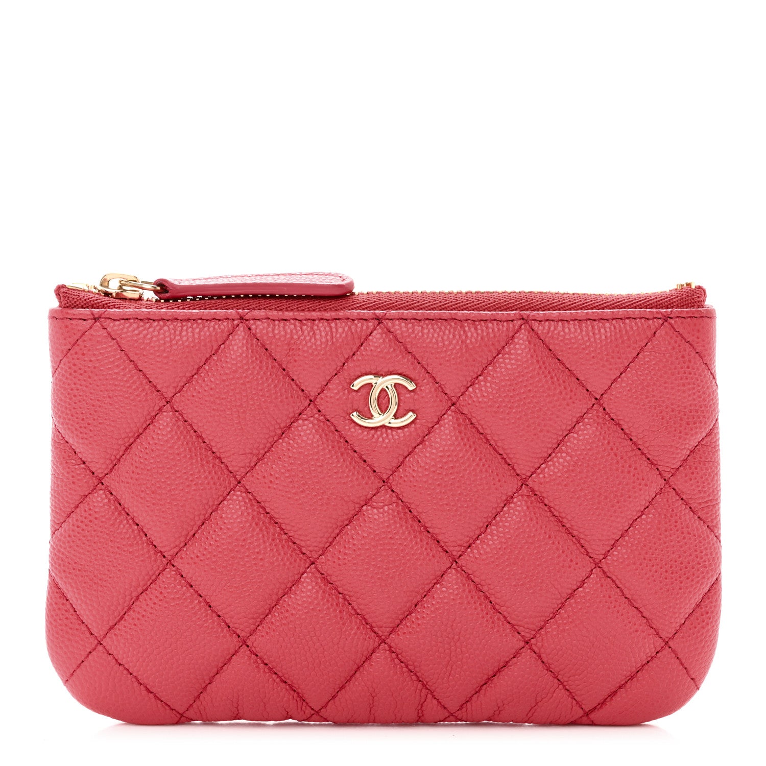 Chanel Caviar Quilted Small Cosmetic Case Dark Pink 1 of 8