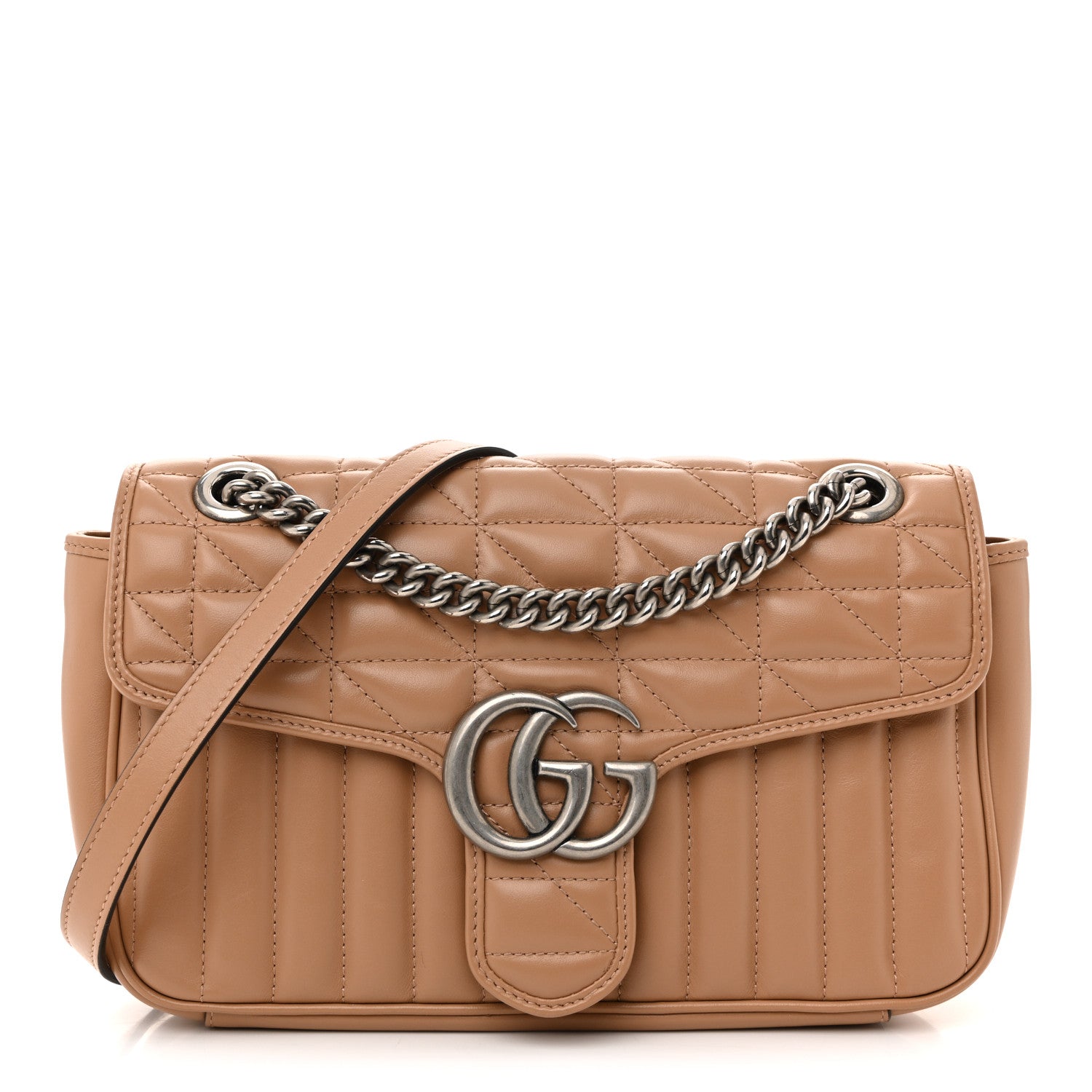 Gucci Calfskin Matelasse Aria Small GG Marmont Shoulder Bag Camelia 1 of 13