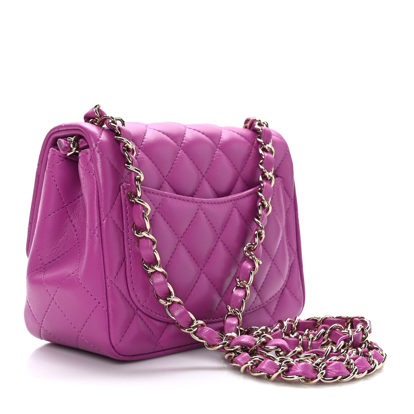 Lambskin Quilted Mini Square Flap Purple