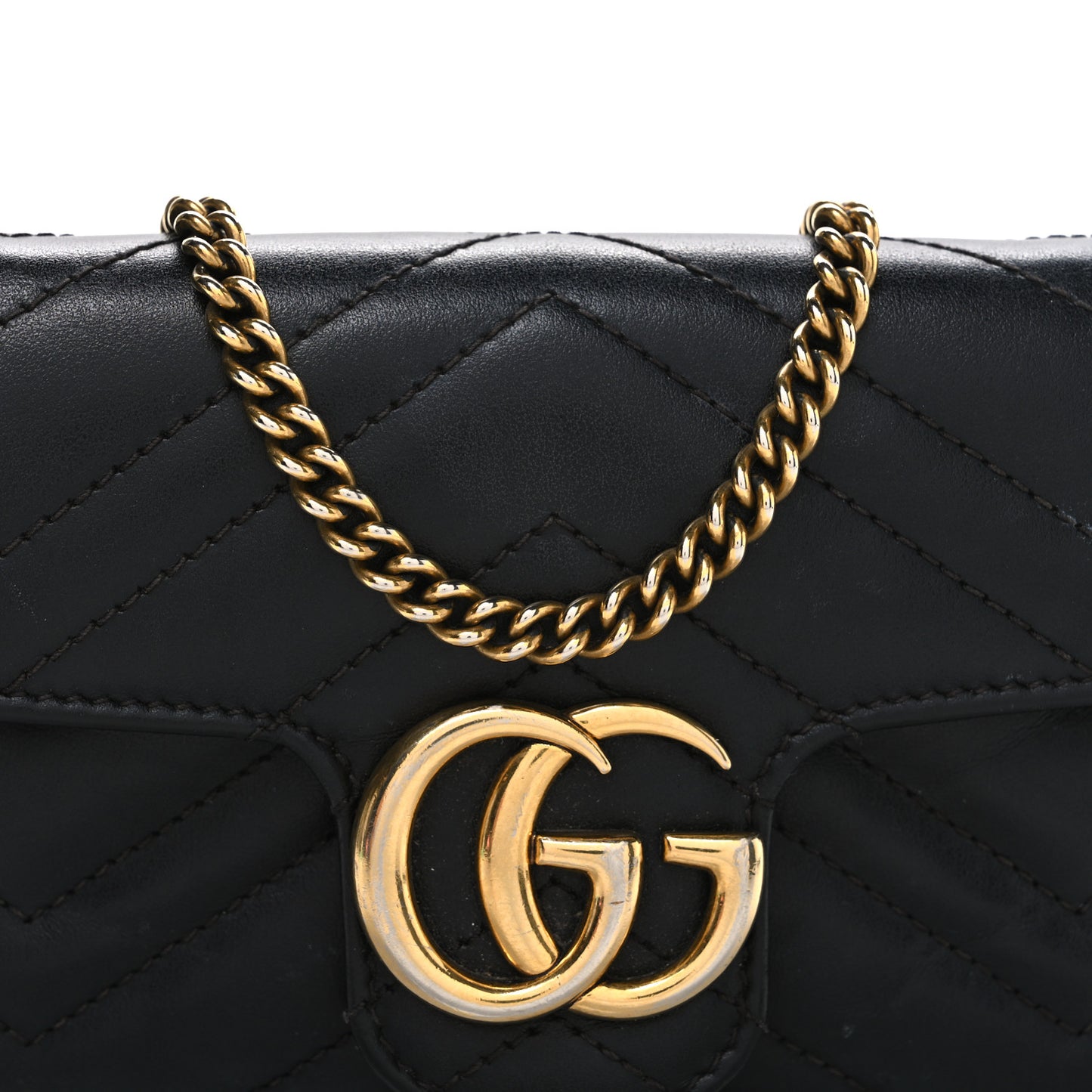 Calfskin Matelasse Super Mini GG Marmont Shoulder Bag Black