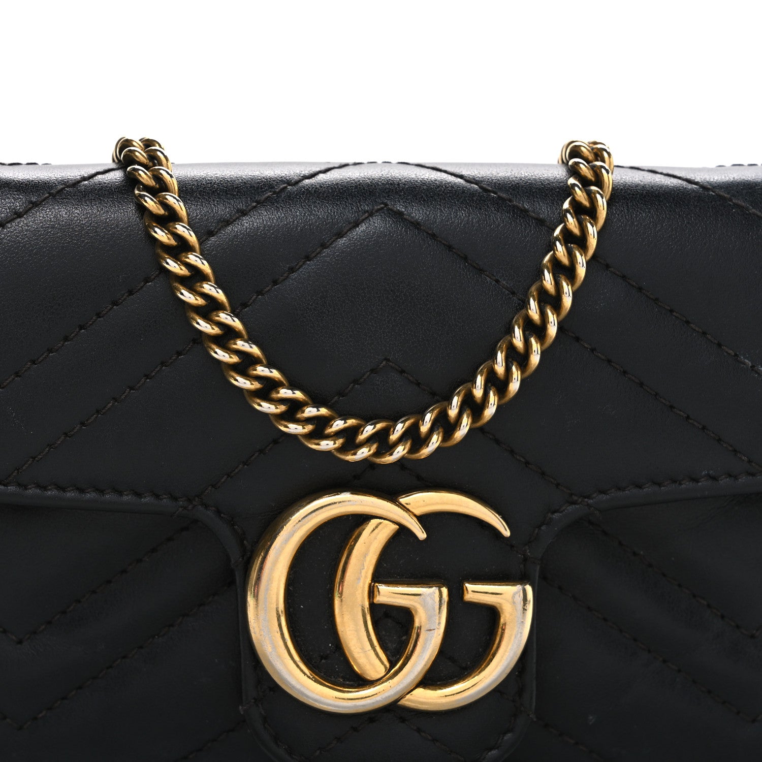Gucci Calfskin Matelasse Super Mini GG Marmont Shoulder Bag Black 8 of 11
